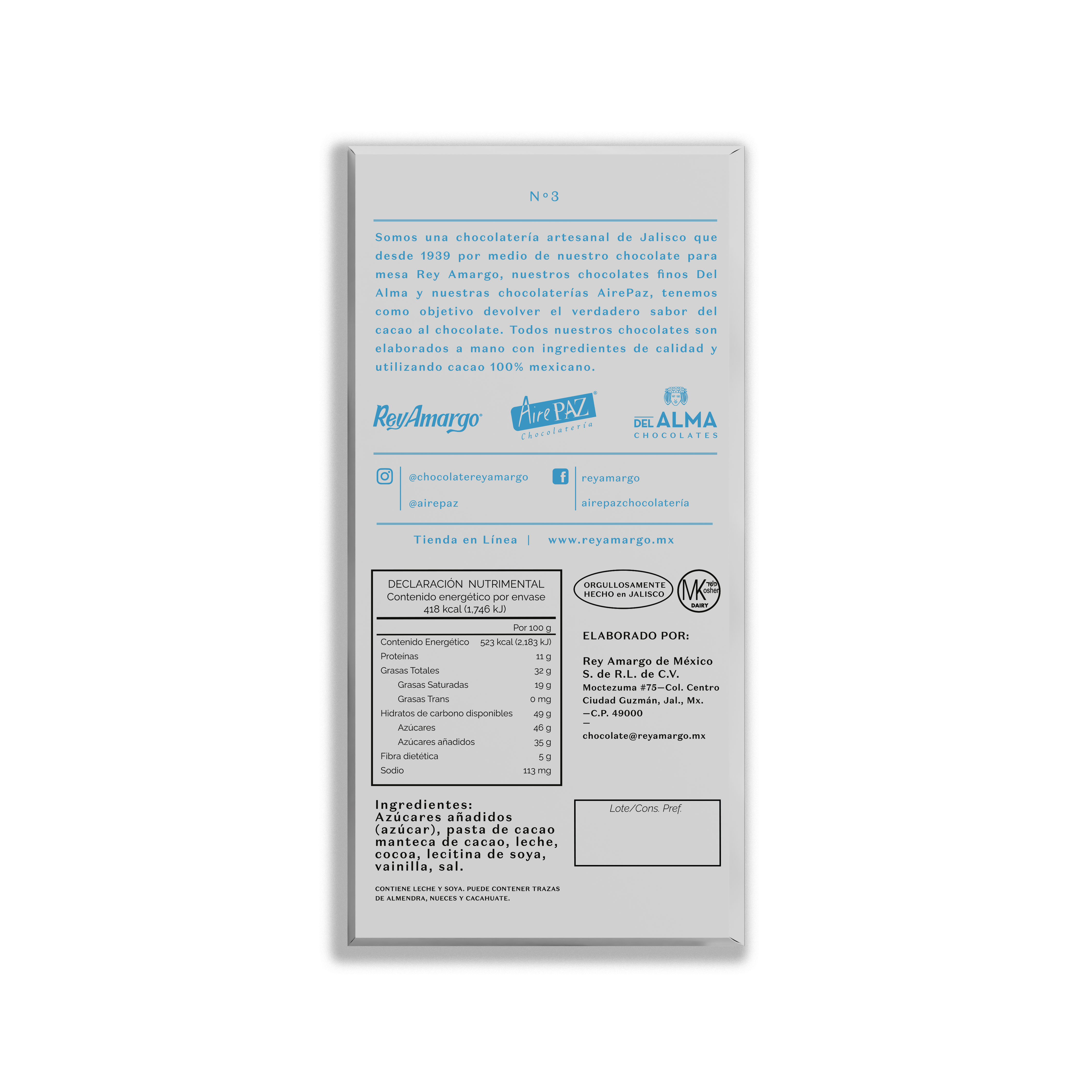 Tableta de Chocolate de Leche 42% Cacao 80gr