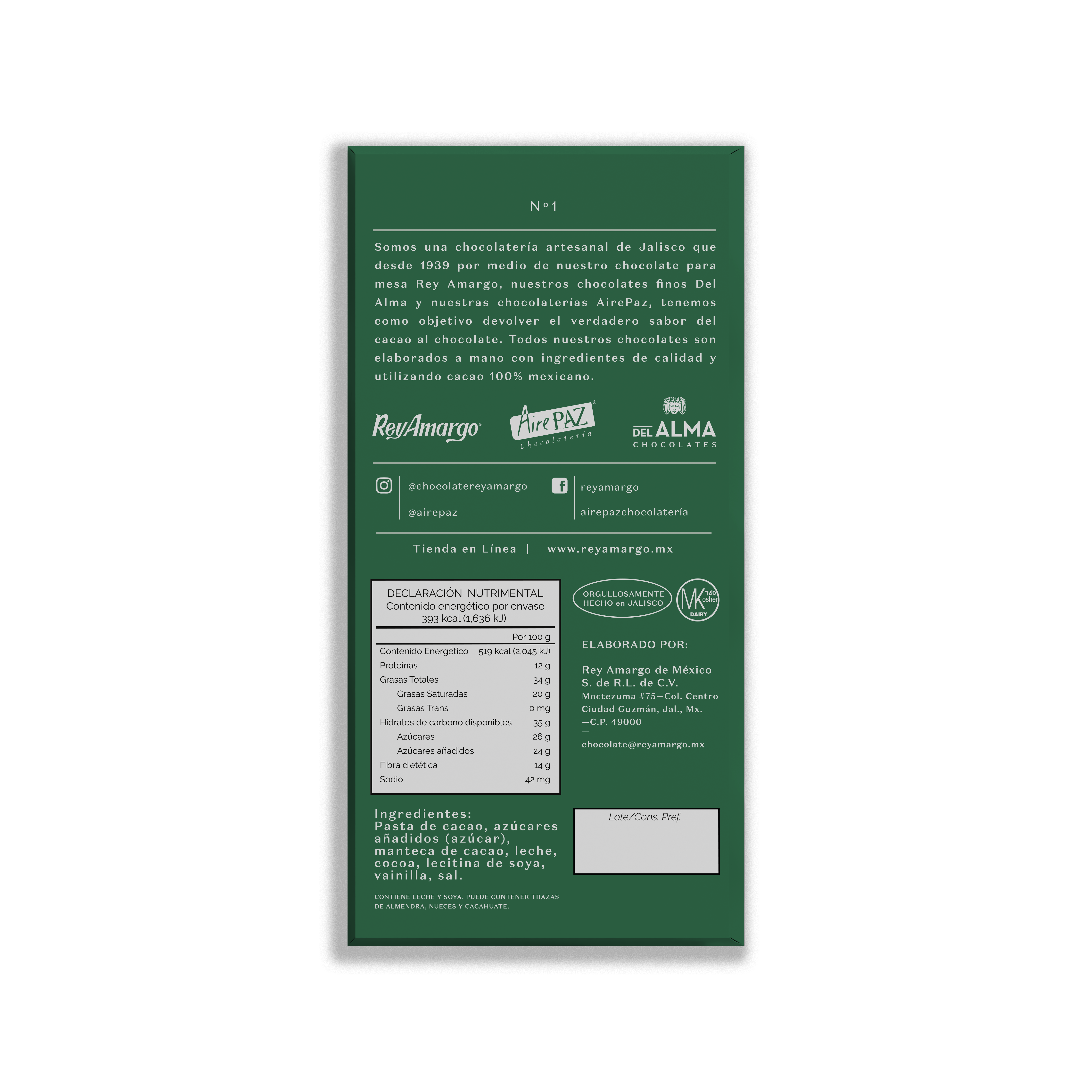Tableta de Chocolate Extra Oscuro 72% Cacao 80gr