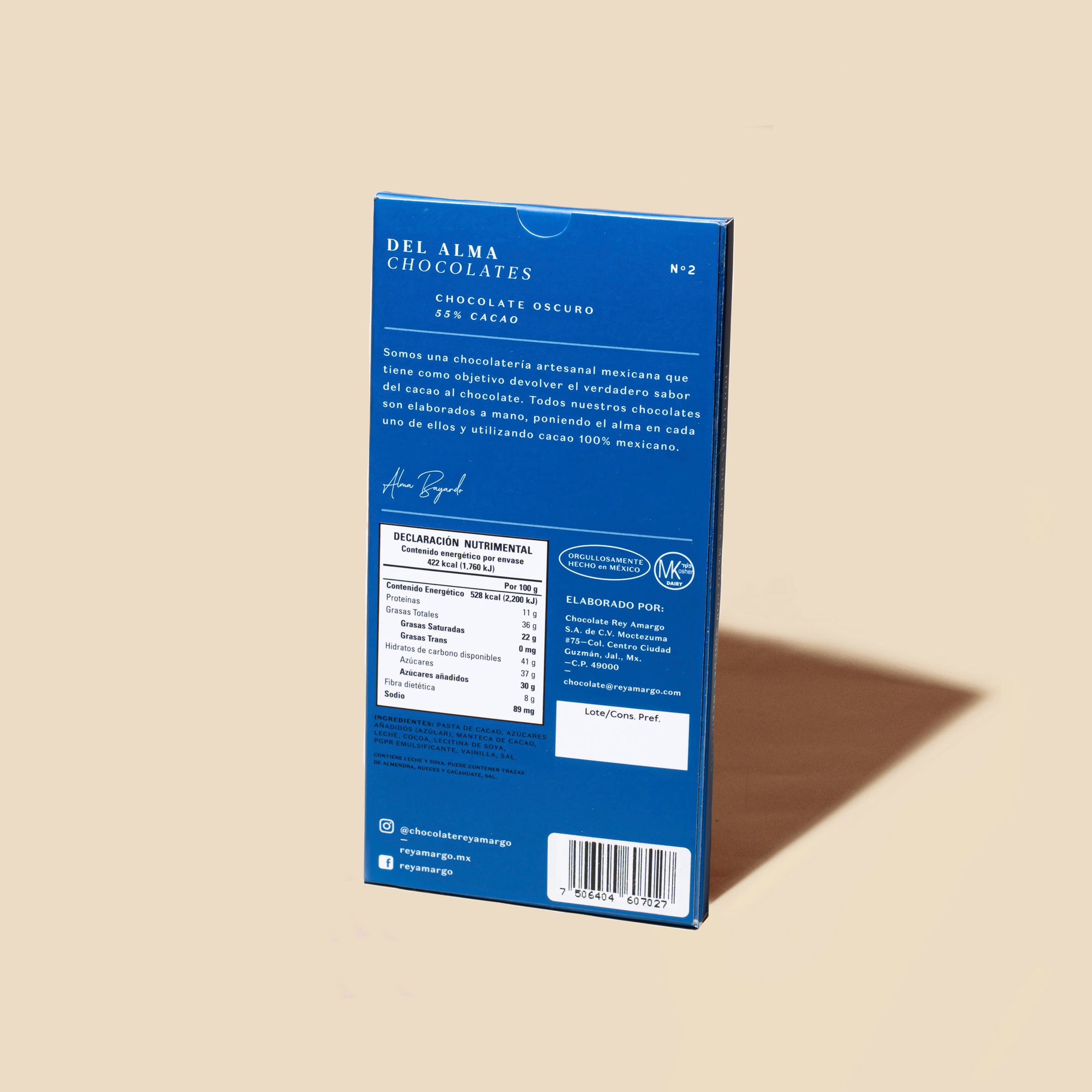 Barra de Chocolate Oscuro 55% Cacao 80gr