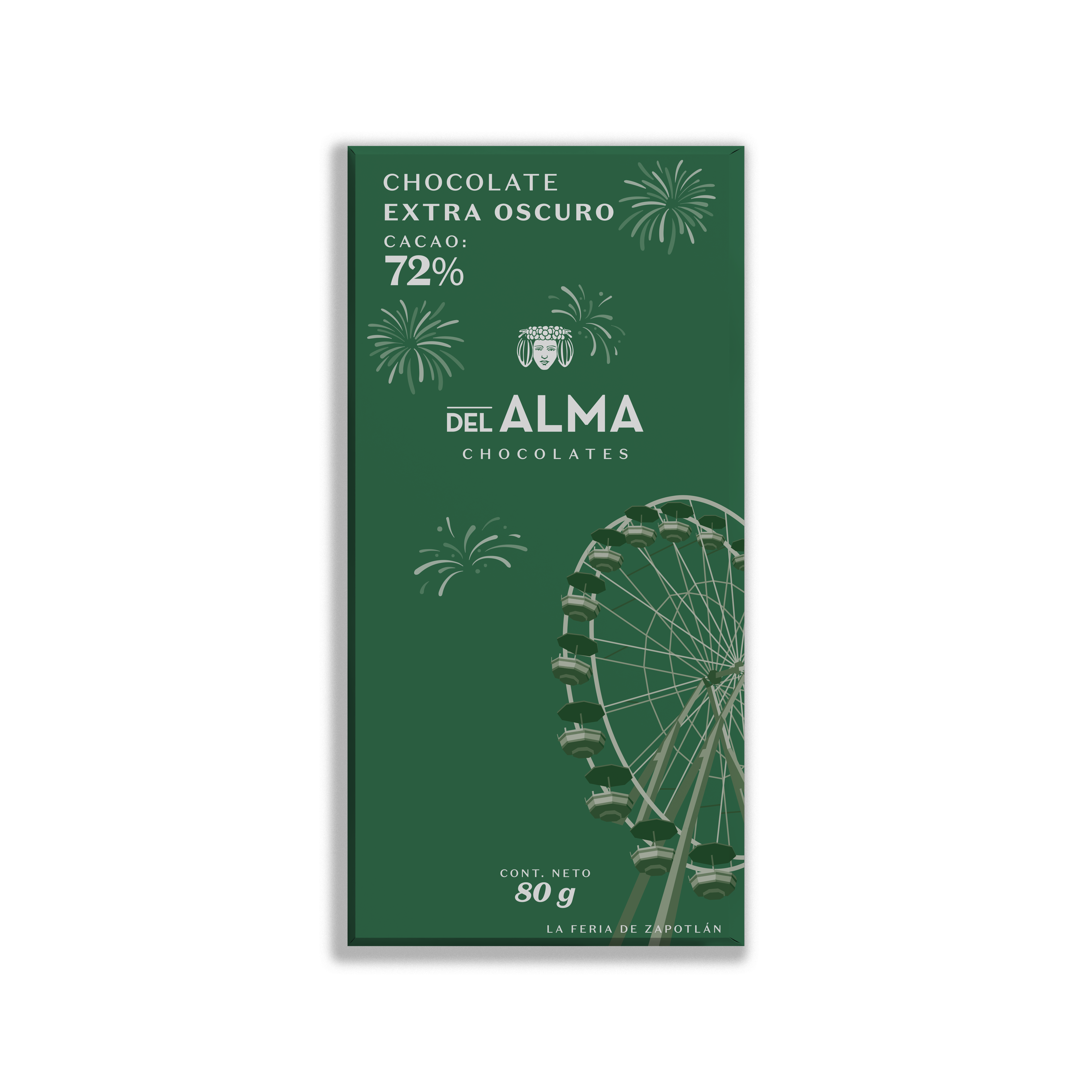 Tableta de Chocolate Extra Oscuro 72% Cacao 80gr