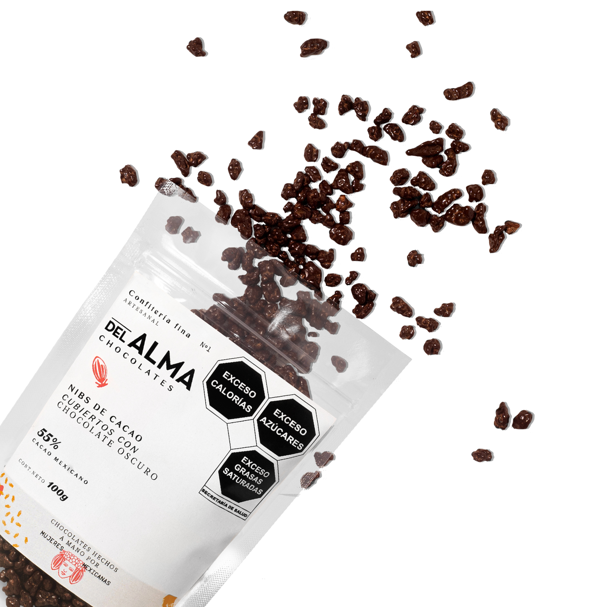 Nibs de cacao cubiertos con Chocolate Oscuro